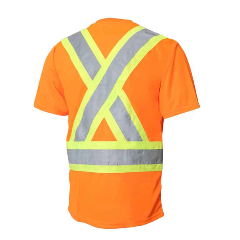 Short sleeve high visibility orange T-shirtwith 3M reflective stripes ...