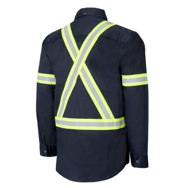 UNLINED LONG SLEEVE SHIRT WITH RUSTPROOF SNAPS AND REFLECTIVE STRIPES