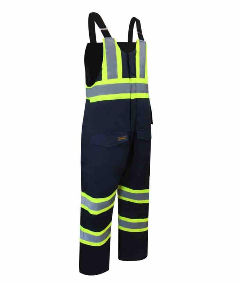 DUCK COTTON INSULATED BIB PANTS WITH ZIPPER ON THE LEGS AND REFLECTIVE STRIPES