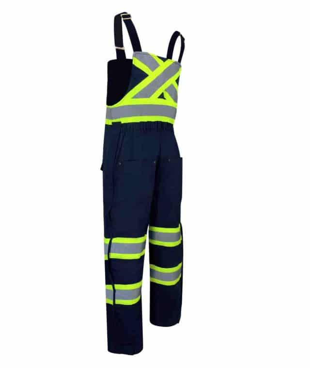 DUCK COTTON INSULATED BIB PANTS WITH ZIPPER ON THE LEGS AND REFLECTIVE STRIPES