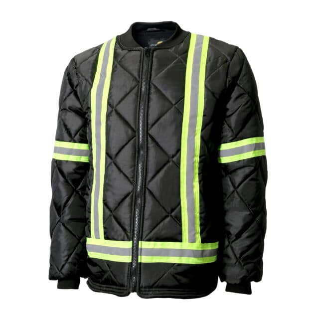 QUILTED FLEECE LINED JACKET WITH REFLECTIVE STRIPES