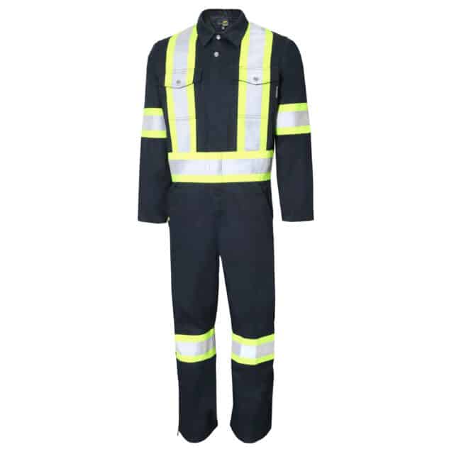 UNLINED COVERALL WITH ZIPPER ON THE LEGS AND REFLECTIVE STRIPES - TALL