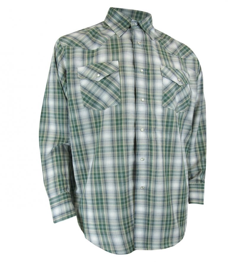 PLAID LONG SLEEVE 2,8 OZ POLY-COTTON SHIRT WITH SNAPS - TALL PLAID LONG SLEEVE 2,8 OZ POLY-COTTON SHIRT WITH SNAPS - TALL