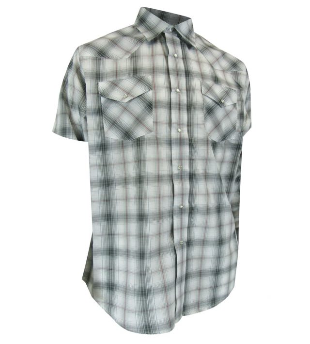 PLAID SHORT SLEEVE 2,8 OZ POLY-COTTON SHIRT WITH SNAPS