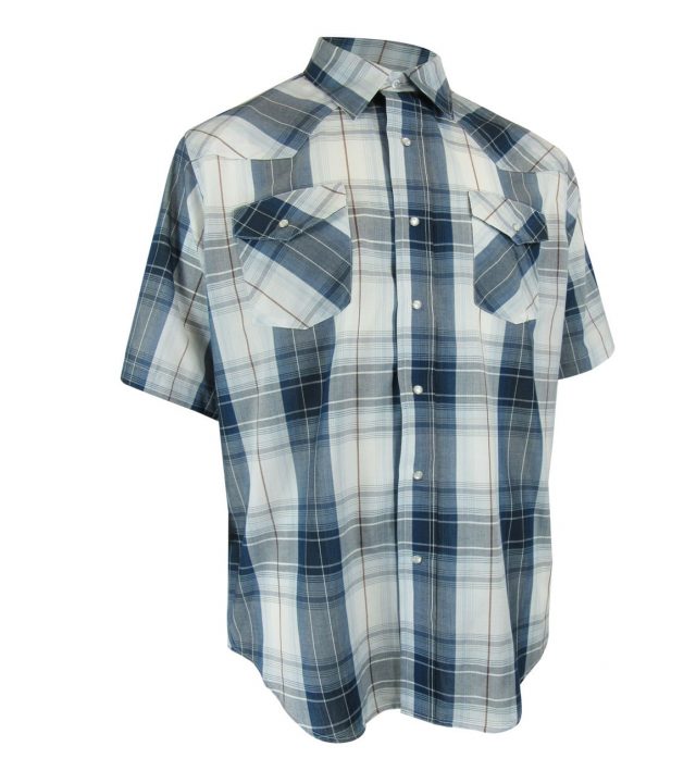 PLAID SHORT SLEEVE 2,8 OZ POLY-COTTON SHIRT WITH SNAPS-0