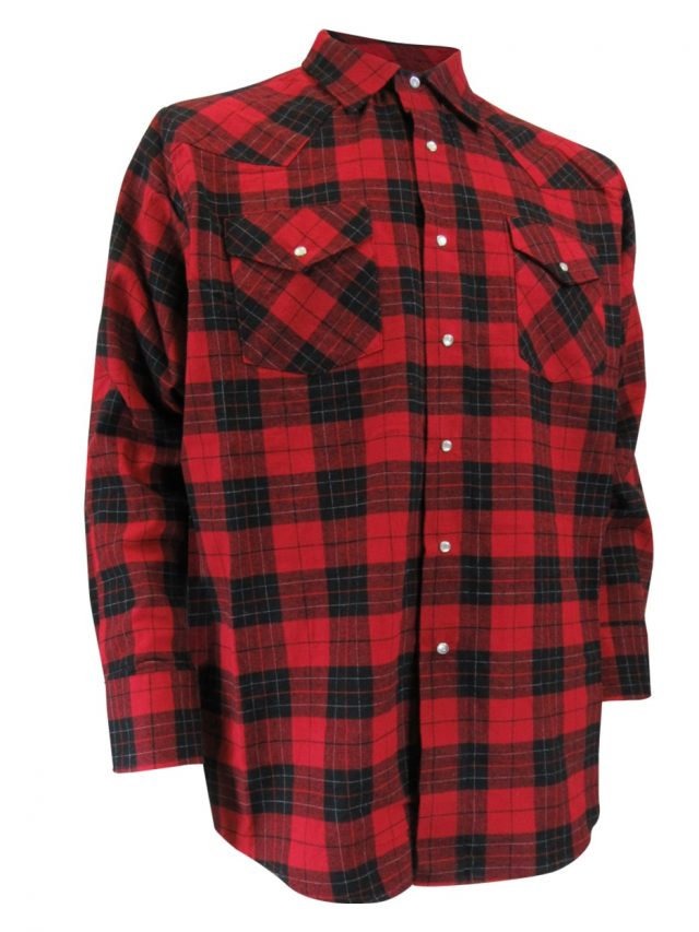 4,5 OZ PLAID LONG SLEEVE FLANNEL SHIRT WITH SNAPS - TALL-3640