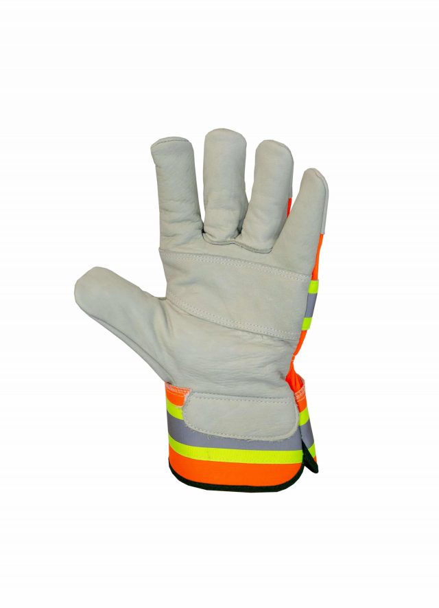 HIGH VISIBILITY UNLINED LEATHER WORK GLOVE