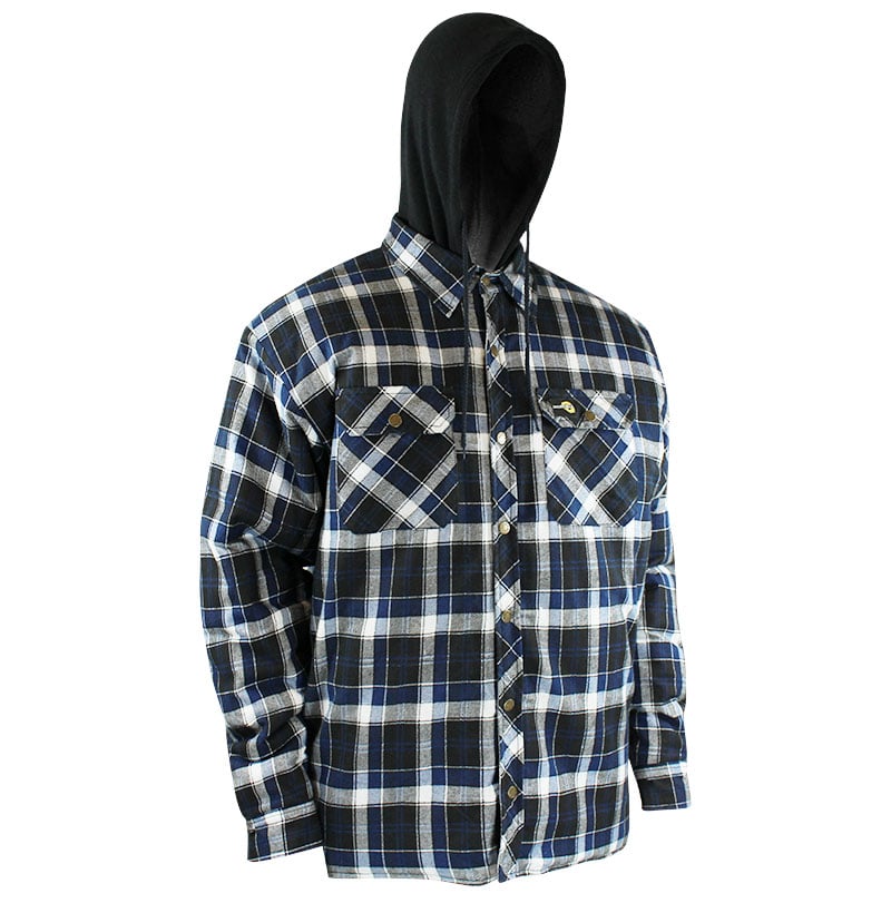 QUILTED FLANNEL SHIRT WITH HOOD AND RUSTPROOF SNAPS - Jackfield