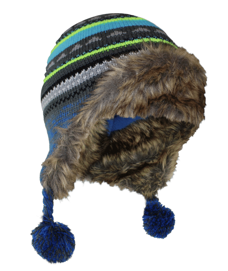 100% acrylic toque with synthetic fur