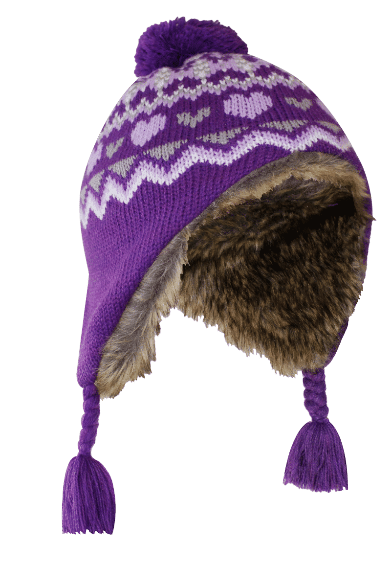 100% acrylic toque with synthetic fur and pompom