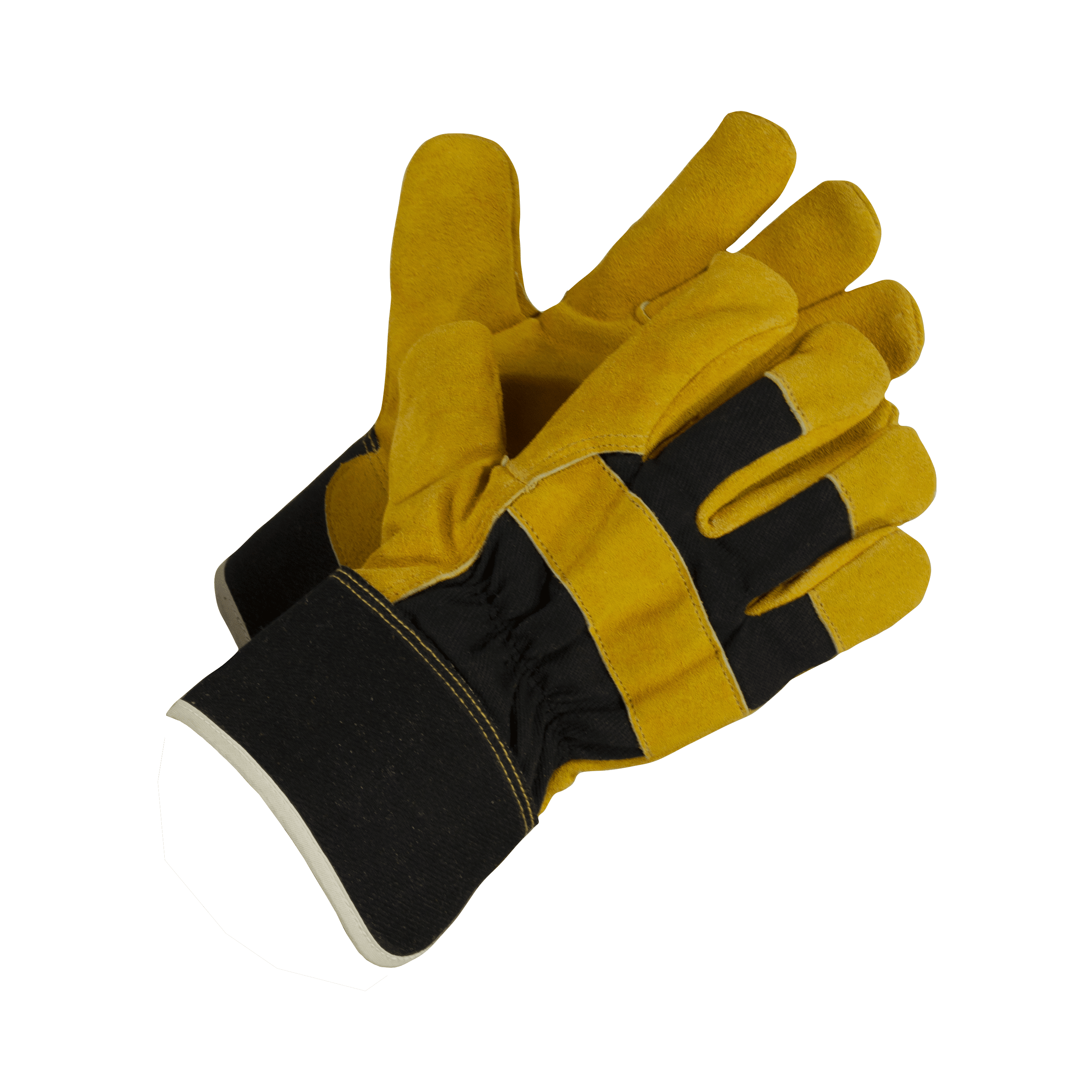 Gants de travail en cuir Flex Grip Gant de jardinage en cuir de vachette  résistant pour la coupe du bois/le jardin/la cour (Or, M)