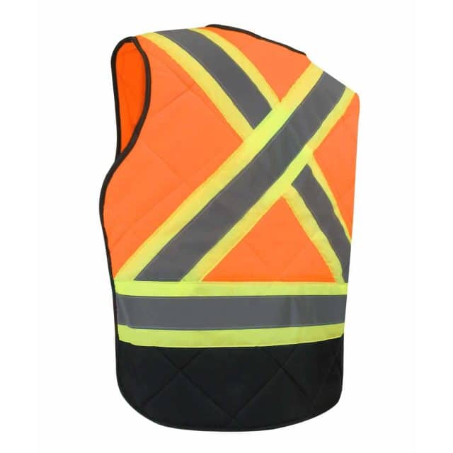 QUILTED NYLON FREEZER VEST WITH REFLECTIVE STRIPES
