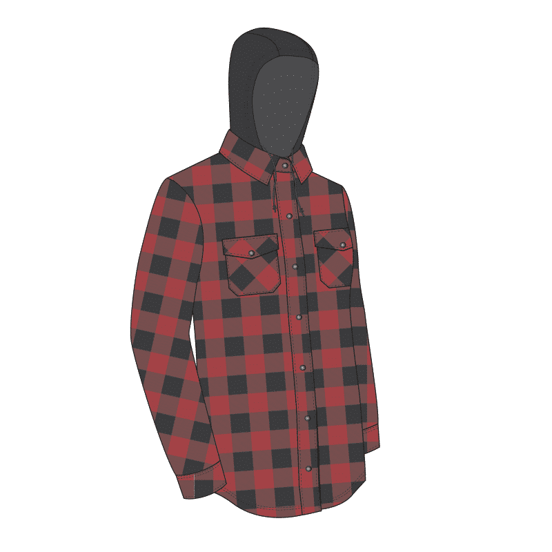 QUILTED FLANNEL SHIRT WITH HOOD AND RUSTPROOF SNAPS FOR WOMEN
