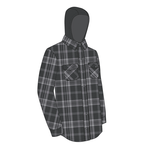QUILTED FLANNEL SHIRT WITH HOOD AND RUSTPROOF SNAPS FOR WOMEN